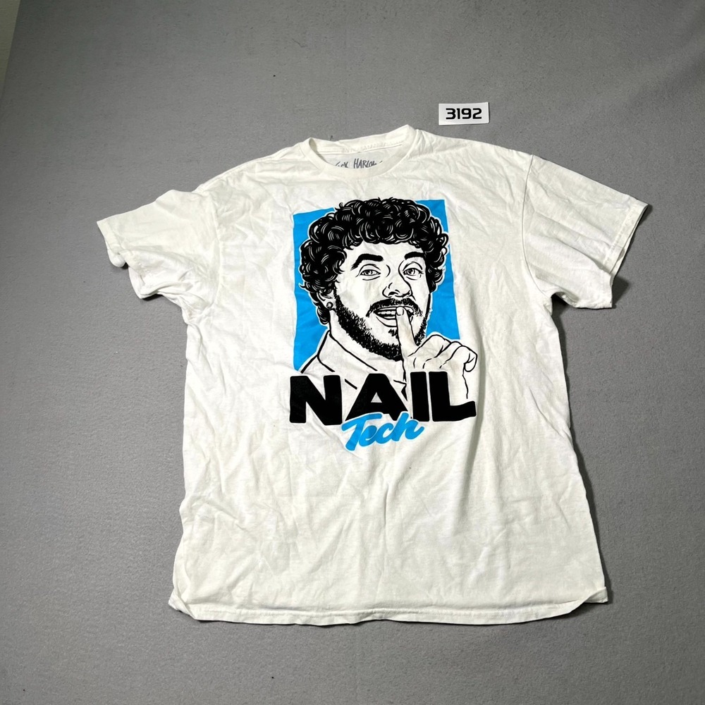 Jack Harlow White T Shirt Mens Large White Nail Tech Tour Graphic Short Sleeve